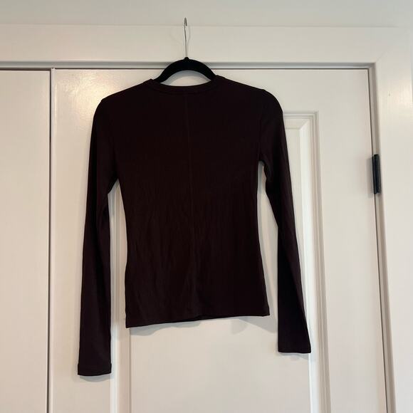 NWT Madewell Women's Brown Ribbed Basic Longsleeve Top Size XS - Picture 5 of 9